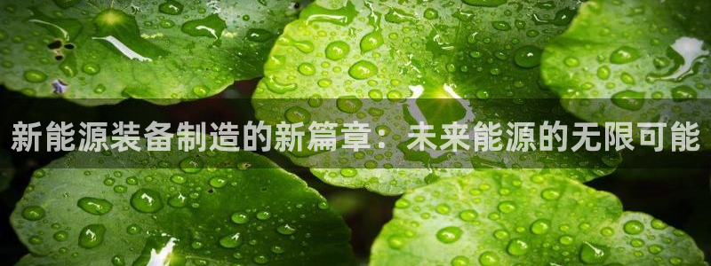 新宝哈哈gg:新能源装备制造的新篇章:未来能源的无限可能